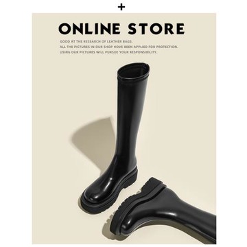 不二鞋坊 大筒圍加寬長筒靴女2024新款秋冬厚底騎士靴粗腿長靴子