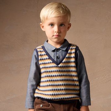 PIPPY 學院紳士風翻領假兩件長袖上衣  藍-090