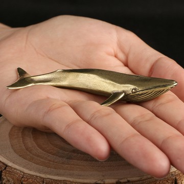 海洋生物藍鯨黃銅擺件創意手把件鯨魚茶寵仿古玩古董做舊擺件居家擺件房間擺件玄關擺飾家居裝飾客廳裝飾房間裝飾