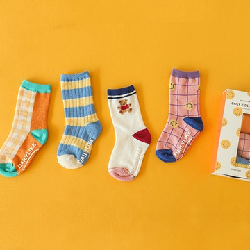 韓國 Daily Like - 兒童襪子/中筒襪4入組-2