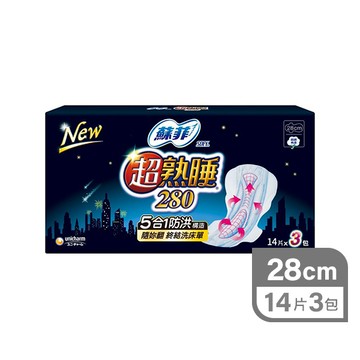 蘇菲超熟睡細緻棉柔衛生棉14片3入28cm