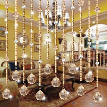 水晶珠簾辟邪玄關隔斷簾客廳裝飾珠鏈過道家用廁所衛生間門簾子風水免打孔 雙11全館免運