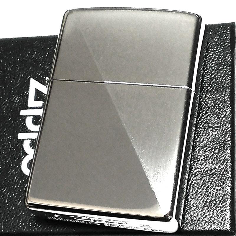 ZIPPO スタンダードハーフ シルバー サテン 鏡面 ジッポ ライター 銀 メンズ レディース 両面加工