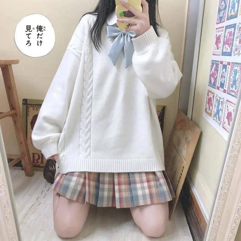 全5色 ケーブル編み ニット スクール セーター 制服 Vネック セーター