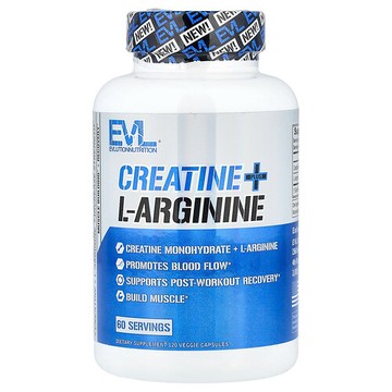 EVLution Nutrition, 肌酸 + L-精氨酸，120 粒素食膠囊