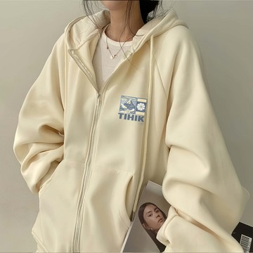 秋冬基礎款  連帽外套  連帽拉鏈衛衣女  加絨加厚拉鏈外套女  大件拉鍊開衫外套  內刷毛保暖上衣  大碼女裝  XH