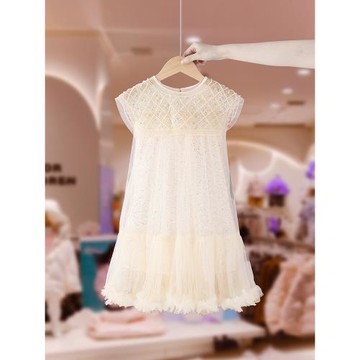 女童連衣裙夏款2025新款兒童裝小女孩韓版珍珠亮片領公主裙背心裙