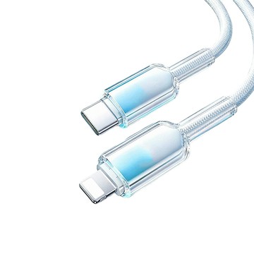 【樂樂】冰晶頭PD30W彩色编織快充線 Type-C to Lightning（低溫快充 充電數據線 智能控溫 1入組 保固1年）漸變藍（1.5m）