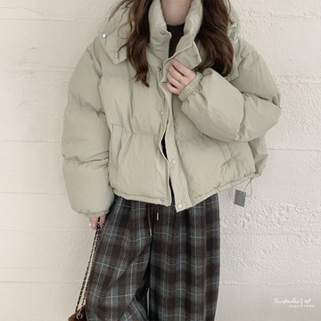 麵包鋪棉立領連帽短版長袖外套 帽可拆 保暖 女生 女裝 FW美衣 K0468