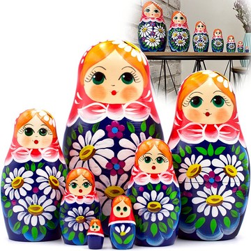 七件俄罗斯花裙子手工套娃