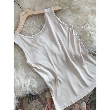 春夏外貿真絲吊帶背心女打底外穿針織  純桑蠶絲透氣圓領薄款背心