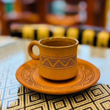 部落陶刻紋杯盤組