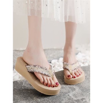 厚底沙灘人字拖女外穿傣族拖鞋2025新款夏季小香風小眾高級感涼拖