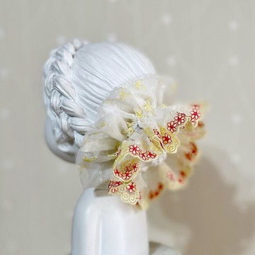 法式刺繡蕾絲大腸圈/ 髮圈 大腸髮圈 髮束 髮繩 髮飾 頭飾 禮物