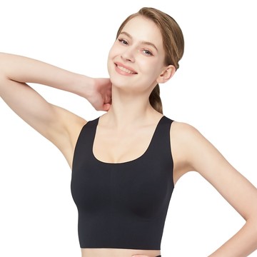 SWEAR 思薇爾 U got fit系列 M-XL 無鋼圈 工字美背 無痕 包覆 素面 運動 短背心 (黑色)