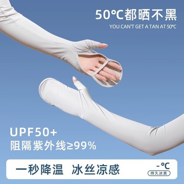 防曬袖套女冰絲防紫外線2025新款騎行開車手指護臂手套壹體冰袖鑫弘-素時衣櫥