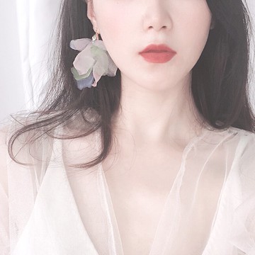 神仙美貌耳環 莫蘭迪拼色薄紗花瓣花苞花朵耳墜 仙女古風夸張耳夾