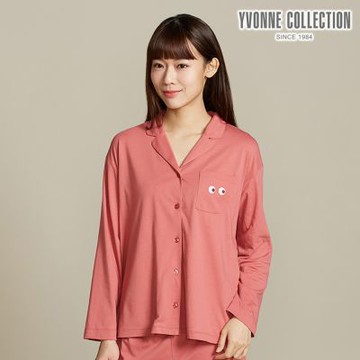 YVONNE 【暖薑纖維】睛睛繡花長袖開襟衫-桃粉
