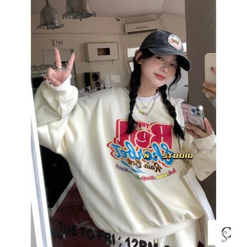 【XL-8XL大尺碼】👩帽T 連帽上衣 衛衣 秋冬上衣 加絨韓國東大門2025秋季新款寬鬆大碼2-300斤衛衣胖mm印