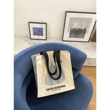 草間彌生藝術畫環保帆布袋手提女包單肩通勤電腦包學生上課書包