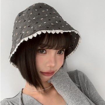 【Aa.chic】蕾絲花邊波點漁夫帽(三色).女帽/蕾絲/花邊/小波點/漁夫帽/可愛/日常/百搭【C03c772】