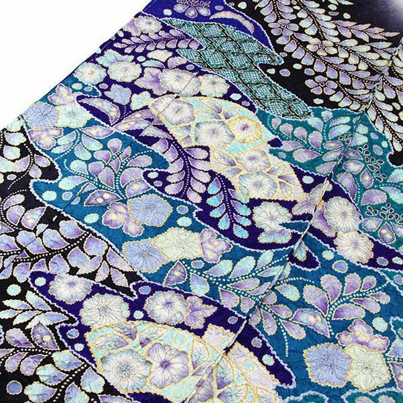 振袖 仮絵羽 桐屋翠山工房 絞り 辻ヶ花 金通し 正絹 未仕立て品 八掛付き 振袖 桐屋 翠山工房 仮絵羽 銀通し 金彩 辻が花 正絹 未仕立て品