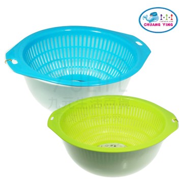 【九元生活百貨】亞漾 雙層滴水籃/大 雙層瀝水籃 瀝水盆 洗菜籃 蔬果籃 台灣製