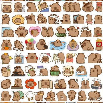 🔥台灣現貨 卡皮巴拉貼紙 水豚貼紙 防水 卡皮巴拉裝飾 手帳素材 可愛表情包 筆電貼紙 行李箱貼紙 手機殼 手帳貼紙