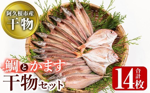 akune-2-99 鹿児島県阿久根市産！干物セット(2種・合計14枚)国産 魚介 ひもの おかず おつまみ タイ カマス 2-99