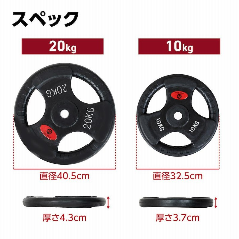 BULL］50mm径ラバープレート20kg（2枚1組） : 極楽トレーニング