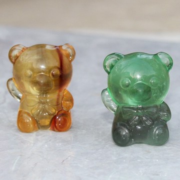 如鴻天然螢石原石頭桌面擺件動物卡通造型狗熊兒童寶石禮物裝飾