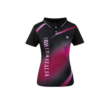 FILA 女短袖POLO衫-黑色 5POA-1006-BK