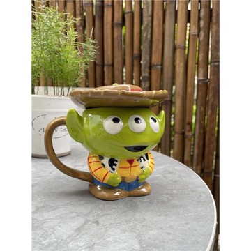 樹下盒日式搞怪三眼仔胡迪陶瓷杯子手繪立體咖啡杯喝水杯帶蓋杯