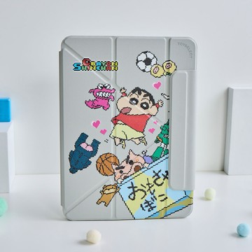 【TOYSELECT】蠟筆小新像素玩具強悍磁吸iPad Y折保護殼