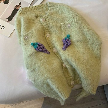 別致高級感立體設計感馬海毛針織開衫2022秋冬高端品質小眾毛衣潮