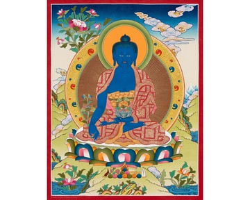 古董醫藥師佛唐卡  古代療法