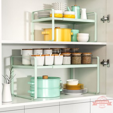 伸縮廚房分層置物架櫥柜下水槽碗碟調料臺面收納微波爐架子儲物架