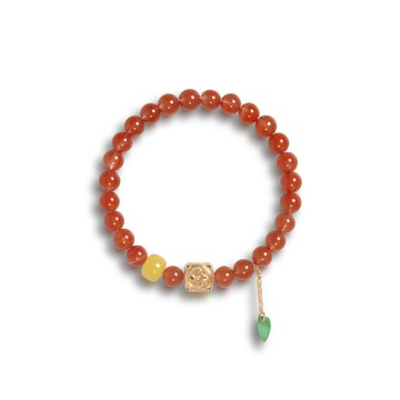 【巴黎精品】現貨+預購 南紅手鍊玉石手串女手珠平安擋煞防小人轉運淨化招財開運-7mm蜜蠟翡翠925純銀a1ha74