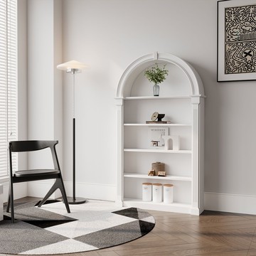 法式奶油風歐式書櫃客廳拱形復古書架展示櫃玄關櫃中古美式收納櫃181YJ 公司貨