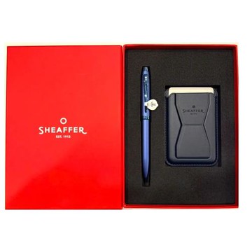 SHEAFFER 西華100藍桿原子筆+手機磁性卡夾禮盒組