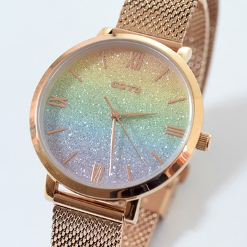 GOTO Memorable 永恆片刻系列精品時尚手錶-玫x彩虹/33mm