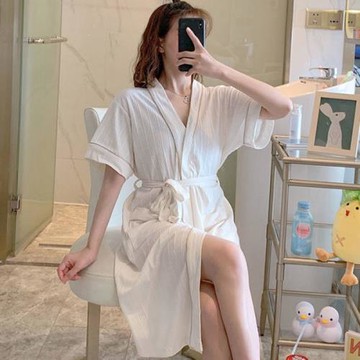 浴袍女春夏款純棉速干浴衣男全棉成人酒店同款汗蒸睡袍美容院專用