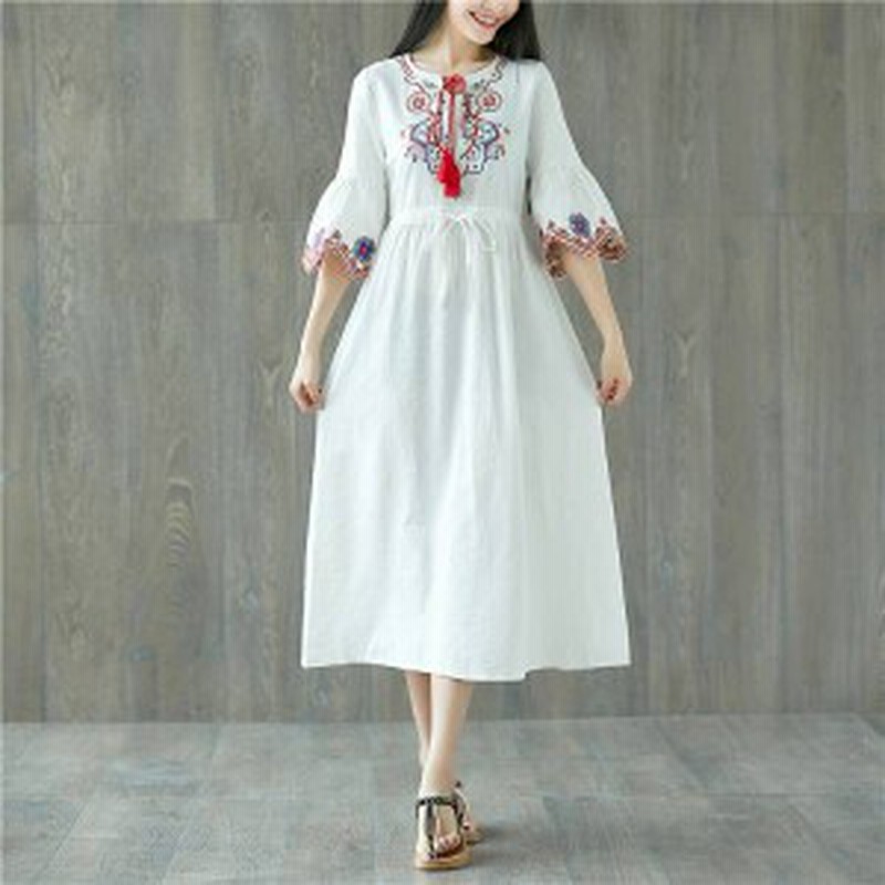 18 レディースロングワンピース 刺繍花柄ワンピース 半袖ワンピース 超ゆったりワンピース 大きいサイズワンピース Hs155 通販 Lineポイント最大1 0 Get Lineショッピング