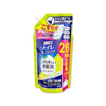 日本LION獅王-LOOK PLUS密著泡沫除垢消臭衛浴馬桶清潔劑補充包640ml/袋(馬桶蓋坐墊潔廁液,廁所可倒噴除臭去污)