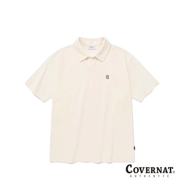 [COVERNAT]  毛圈布翻領短袖T恤（米白色） [G8]