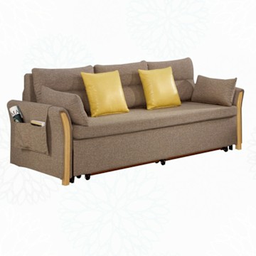 文創集 柏高亞咖啡色棉麻布前拉式沙發椅/沙發床-205x84x79cm免組