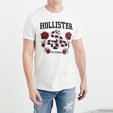海鷗 Hollister 經典印刷文字短袖T恤-白色