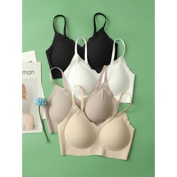 夏季真絲無鋼圈薄款運動內衣一片式無痕文胸桑蠶絲大胸顯小全罩杯