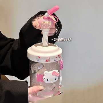 塑料吸管手動吸管攪拌杯便攜吸管杯可愛創意簡約少女心水杯學生【Hi！Kids】