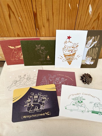 偷閒的聖誕老公公&麋鹿雪人 全系列9件組+咖啡信封